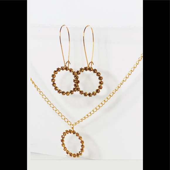 Brown Swarovski Matching Necklace and Earring Set - Picture 4 of 6